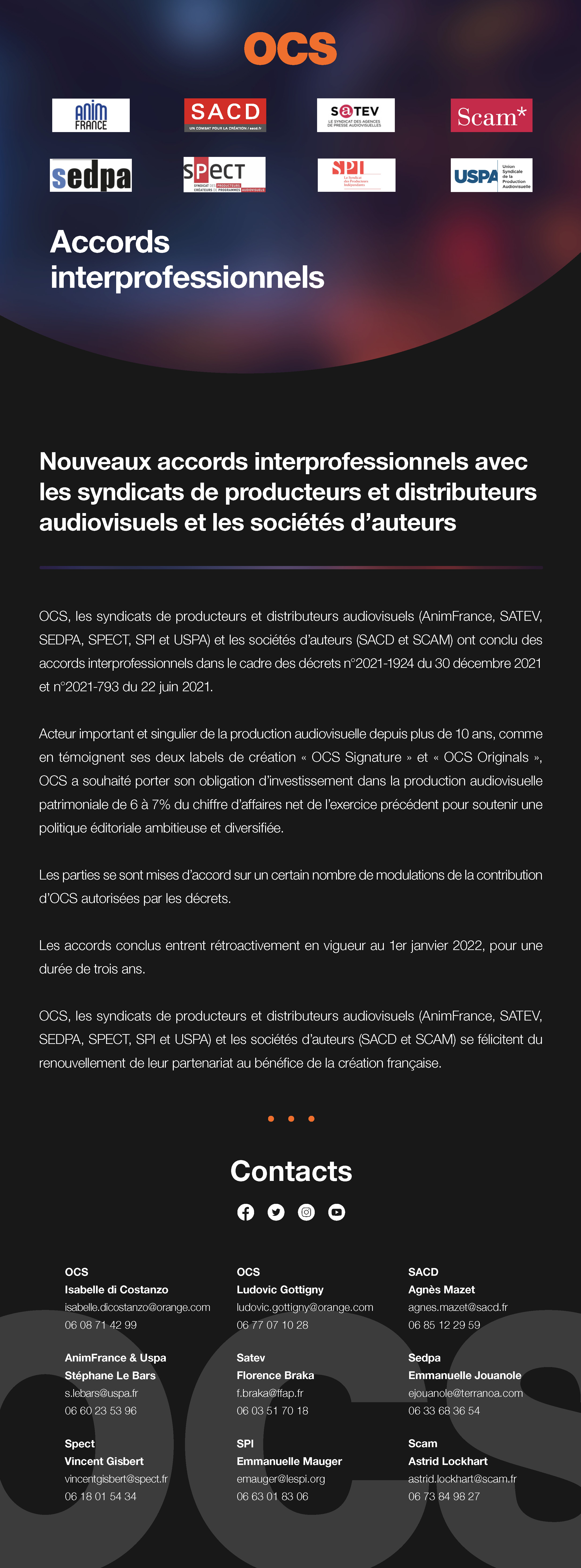 Communiqué de presse - OCS Accord interprofessionnel